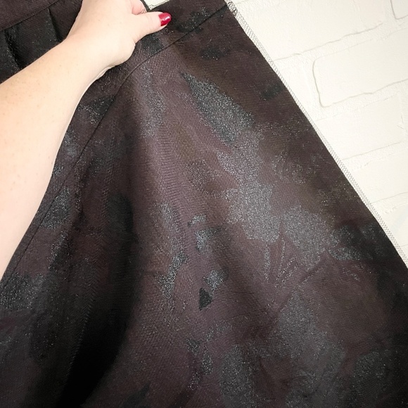 Vintage Maxi skirt Formal Jacquart Tulle Brown Floral Wool blend Shiny Sz 10 - Picture 11 of 13